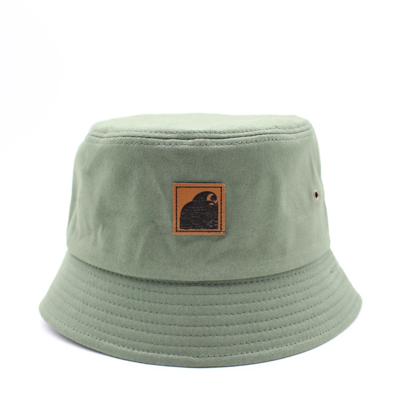 Custom woven rubber label patch embroidery logo multi color unisex fishing hat smile cute kids fisherman bucket hat