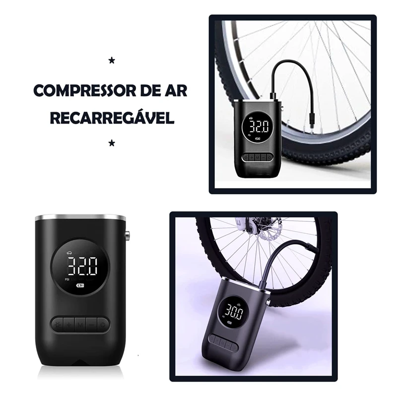 Bike Motorcycle Car Pump 150PSI Compressor de ar portatil com inflador de pneu mini com bateria recarregavel de 4000 mAh