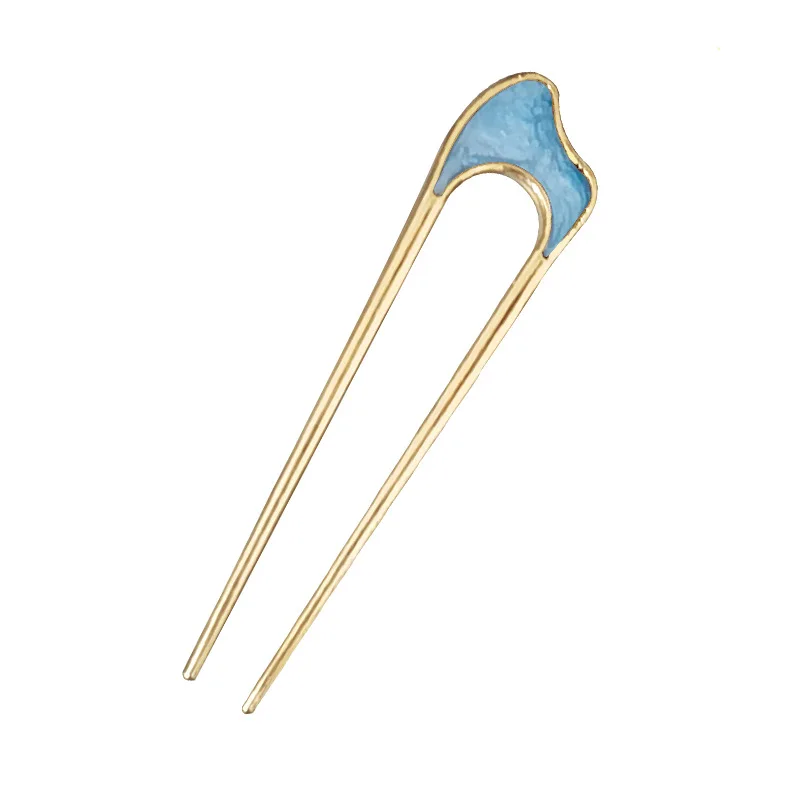 Korean U Shape Elegant Rose Gold Black Silver Metal Hair Stick Handmade Pearl Chopstick Girls Hair Accessories Hair Clips Pins