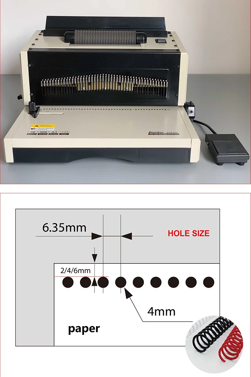 EC8706 electric punching and electric spiral coil binding machine