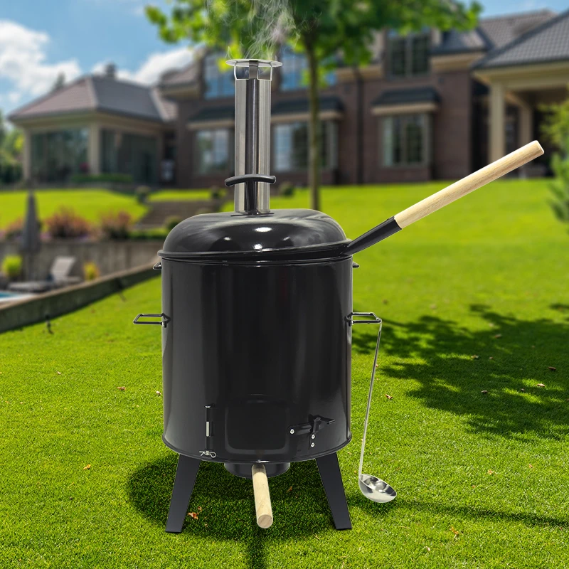 Enamel Steel Boiler Charcoal Combi Chimney Mini Pot Stove Burner Kitchen Soup Boiler Stew Pot Stove With Barbecue Function