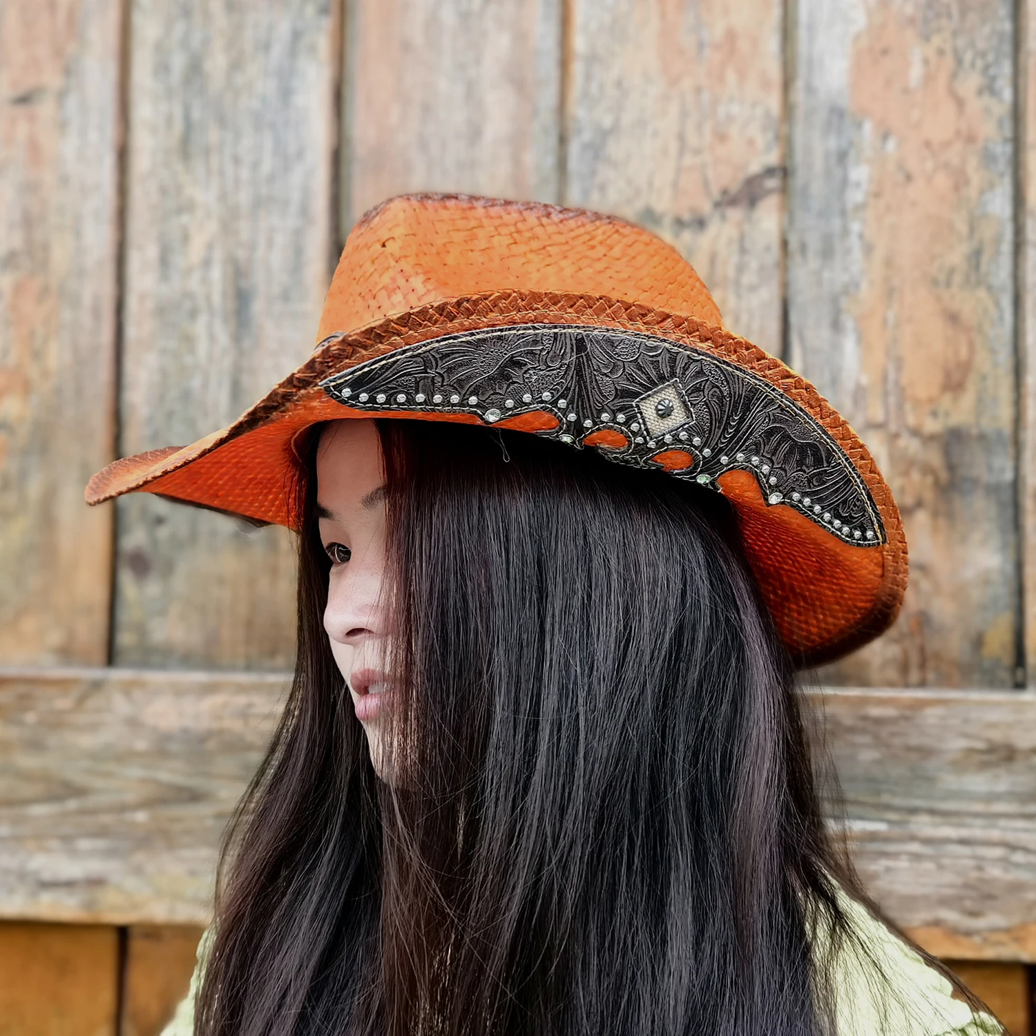 High Quality American Western Cowboy Hat Natural Straw Handmade Embroidery Brim Straw Hats Cowgirl Hats for cattleman