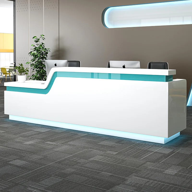 Luxury White Front Desk Counter Reception Durable Solid Surface Reception Desk for Hospital