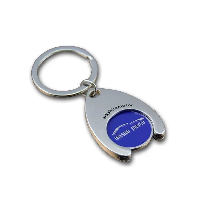 Custom logo metal supermarket shopping cart chips token keyring  trolley coin key chain for shopping carts