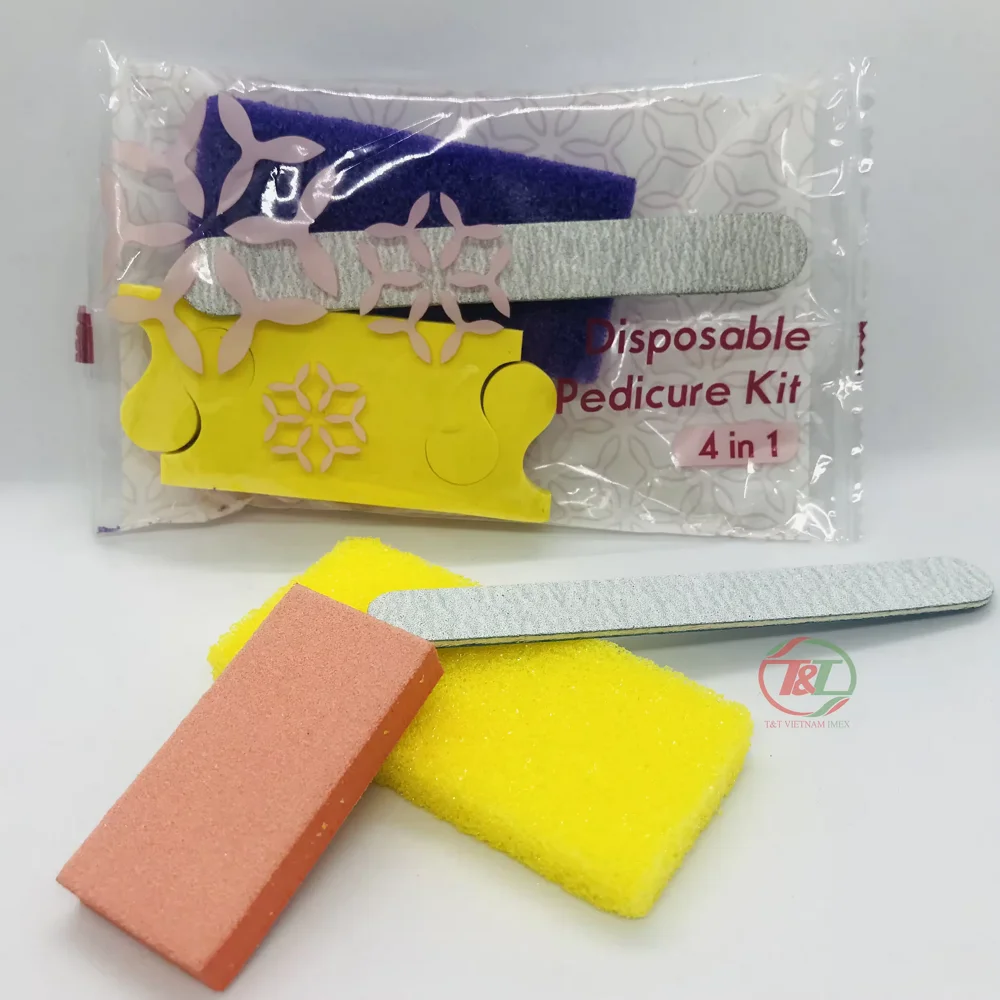 Pedicure set 4in1 3in1 set disposable pedicure tools kit and nails tools including nail buffer pumice toe nail file for sale