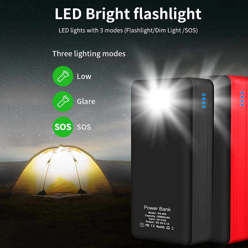 Bank power energy solaire solar power bank chargers 50000 mah power bank with flash light