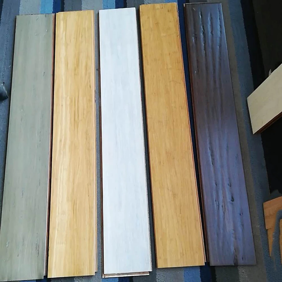 Nature and carbonized click lock strand woven bamboo flooring indoor