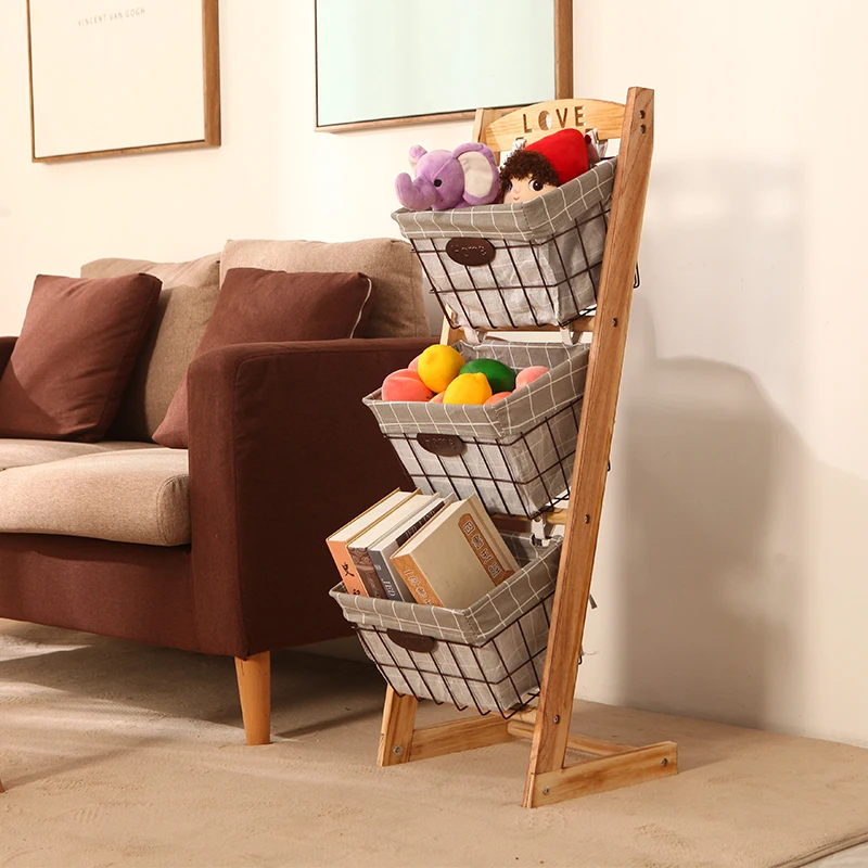 Children Brochure Holder Metal Display Rack Mini Corner Wooden School Kid Toy Book Shelf