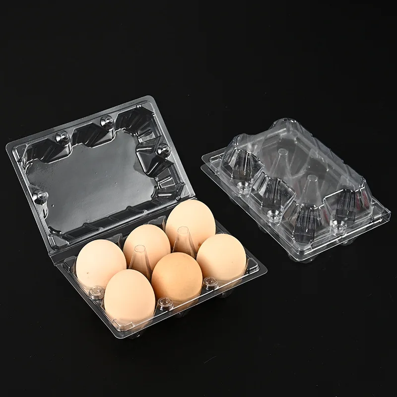 6-grid egg box  Plastic Egg Tray  Plastic recyclable Customized pet Chicken holder box Reusable Packing for 6 holes egg package