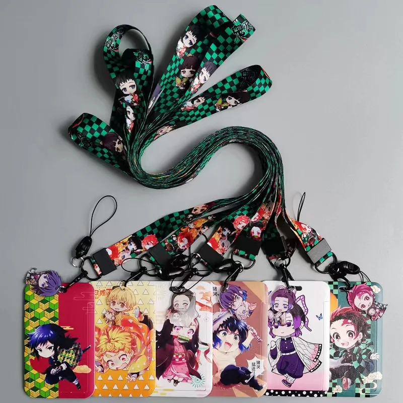 28 designs Anime Demon Slayer Bus Card Holder Polyester Lanyard for anime fans