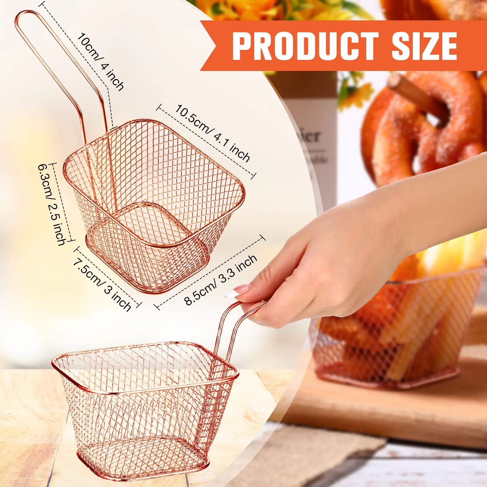 A set of Metal Iron Mini French Fry Frying Basket Chips Basket*24