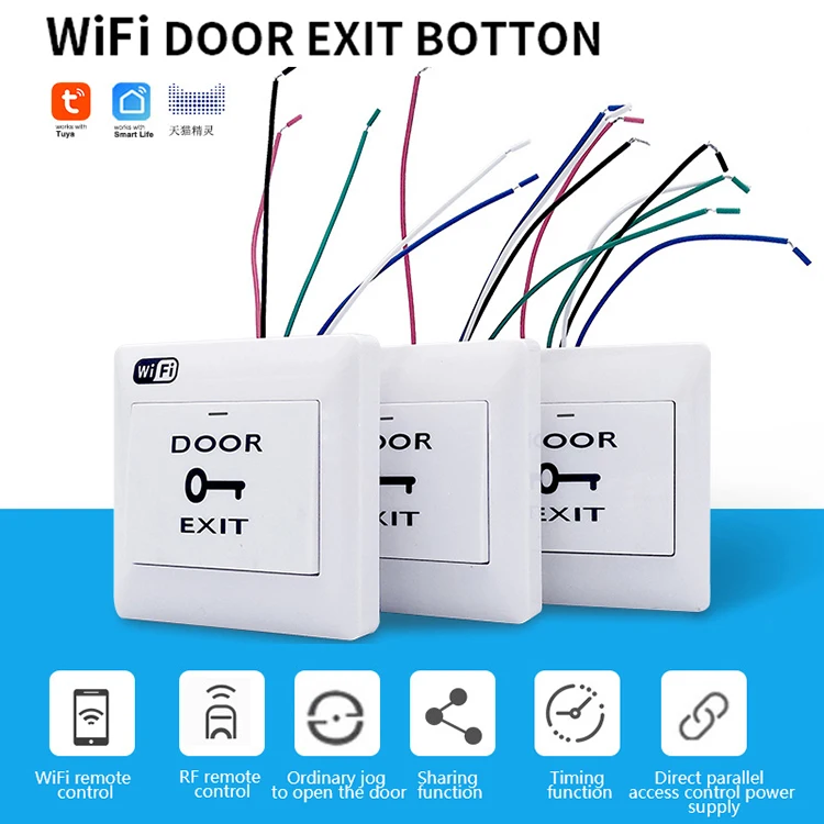 DC 3V Tuya Wifi Smart Switch Door Exit Push Release Button Smart Switch For Access Control System Smart Life App Remote Control