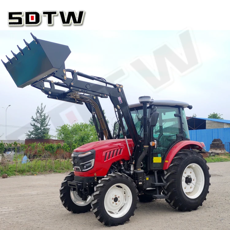  4x4 колесный привод 100 л.с. трактор TT1004 с фронтальным погрузчиком и экскаватором-погрузчиком на