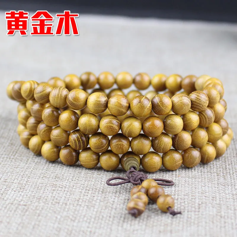Golden Wood Rosewood Ebony agarwood mala beads Bracelets 108  buddha Beads prayer long rosary tassels bracelet necklace