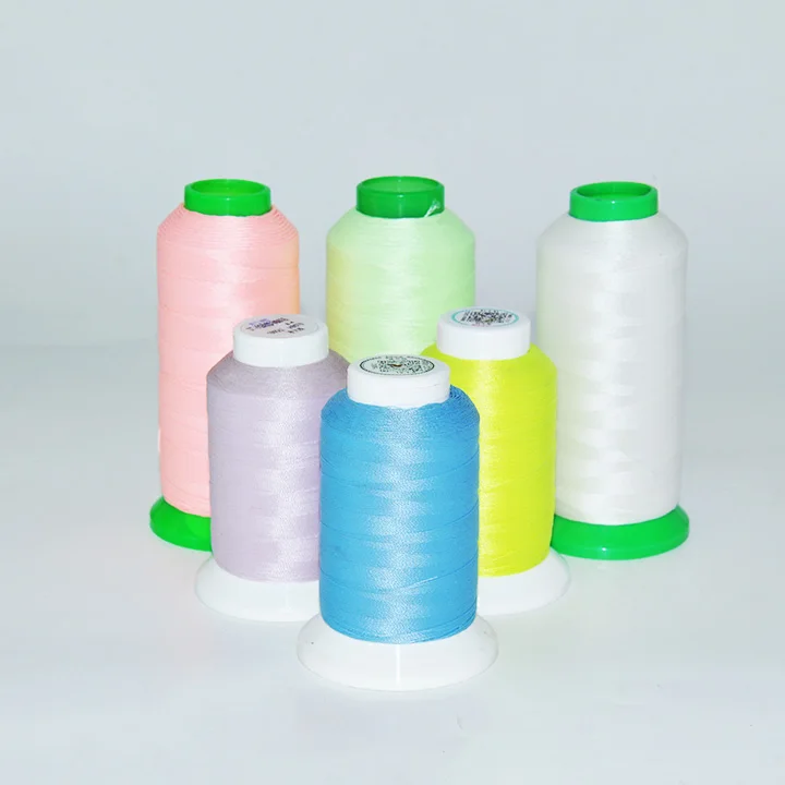 
108D/2 Mixed Color Luminous Sewing Thread for glow in the dark embroidery logo 