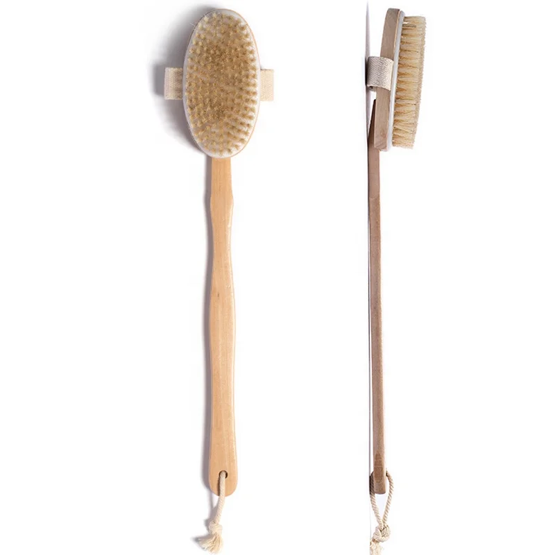 Wholesale Long Handle Detachable Wooden Boar bristle Bath Back Brush Shower Spa Massage Bath Brush