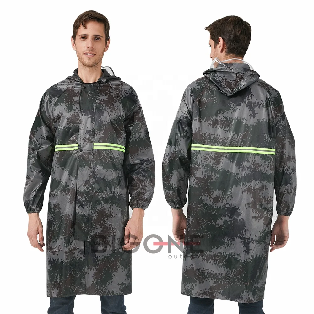 long raincoat men jacket waterproof camouflage disruptive pattern outdoor