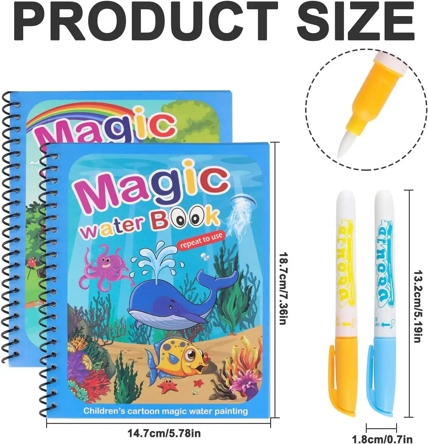 Reusable Doodle Magic Water Coloring Book Water Paint Books with Pen