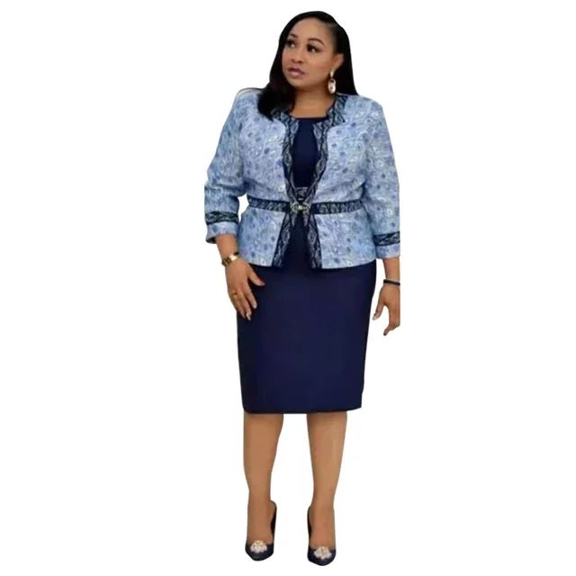 Plus Size Turkey Office Women Ensembl Tailleur Jup Femm Dress African office ladies dress