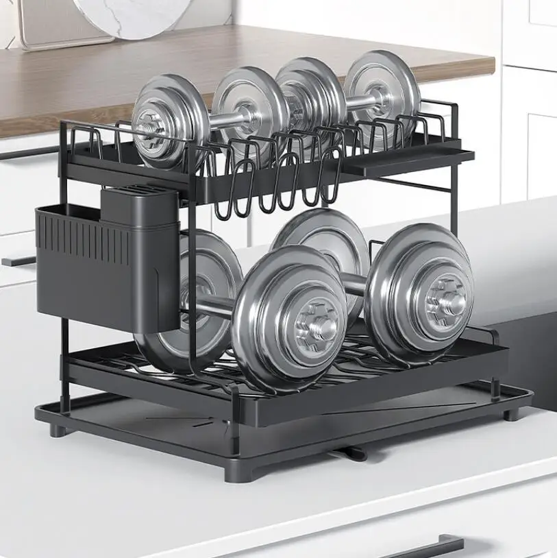 Kitchen Countertop Drain Dish Rack Multi-functional Home Place Dishes and Cutlery Cutting Board Storage Rack