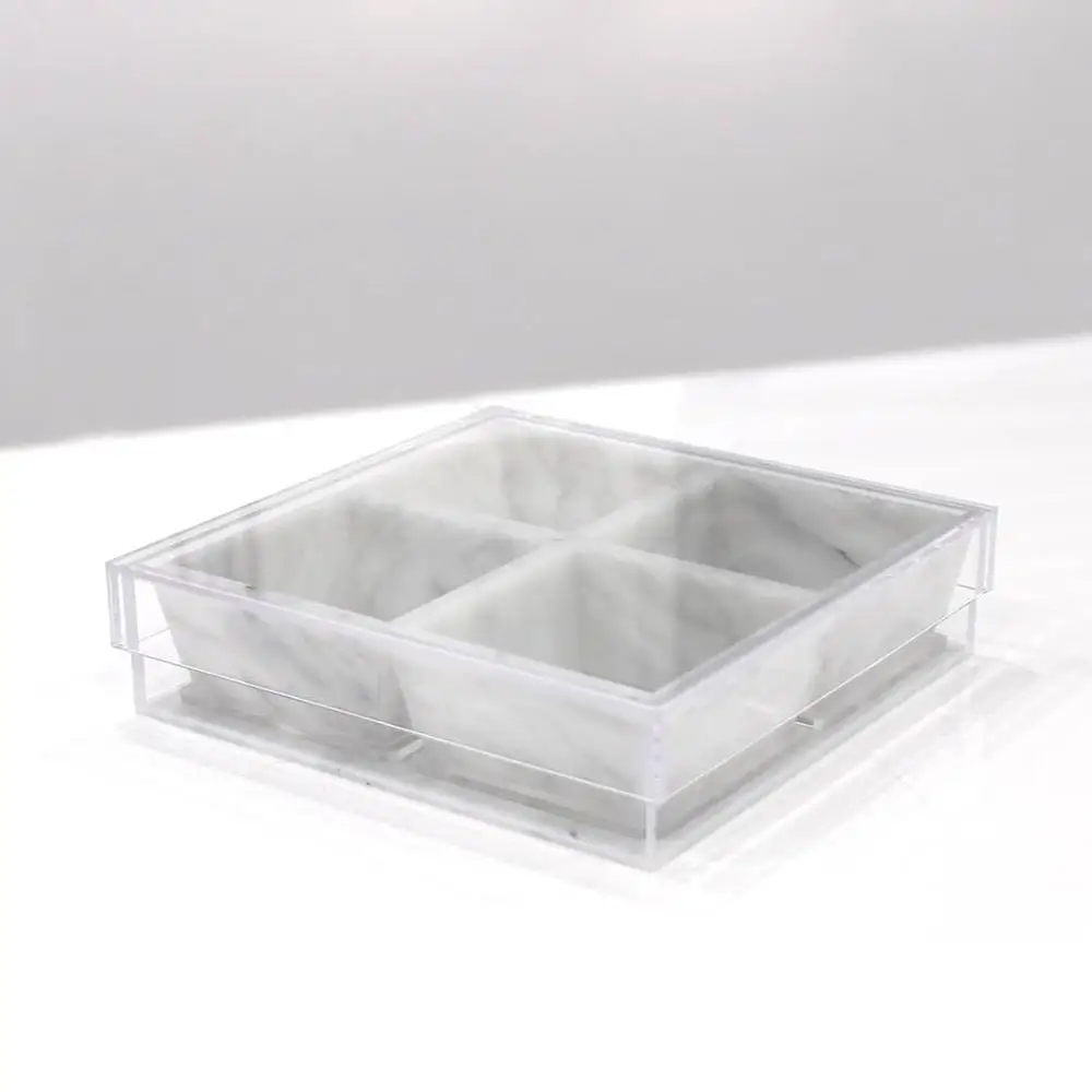 High Quality Clear Food Box Tray 4 Sectional Custom Acrylic Trays