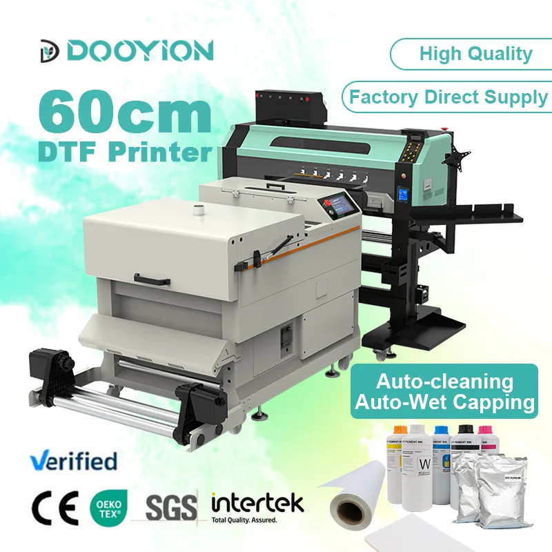 2023 60cm Dual Heads 24 Inch Impressora Dtf Best Industrial T-shirt Printing Machine Set Printer With Powder Recycle Shaker