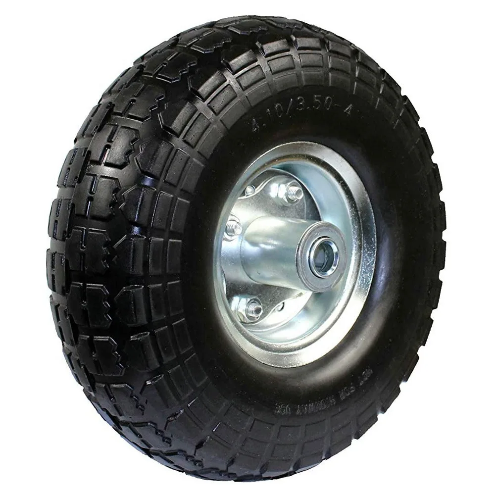 300lbs 10inch Pneumatic Tire Solid PU Wheel for Wheelbarrow, Wagon, Hand Truck, Yard Trailer,  Lawn Mower
