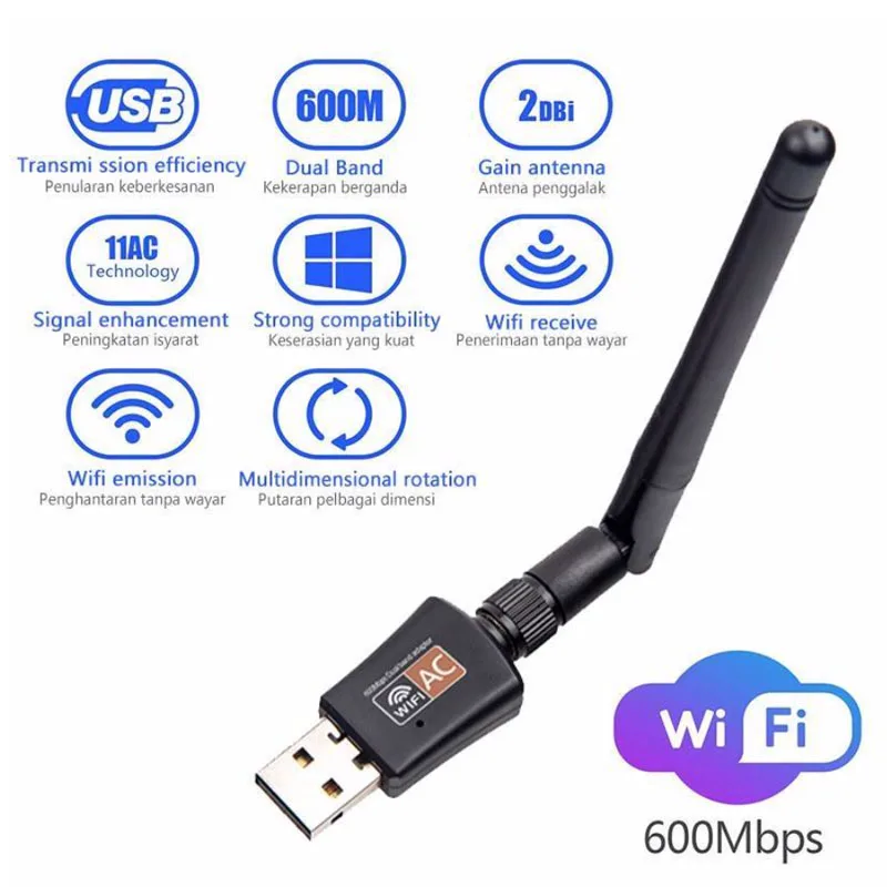 USB2.0 600 Мбит/с мини Wifi адаптер USB 5 8 ГГц 2 4 приемник беспроводная сетевая карта Lan Wi-Fi высокоскоростная