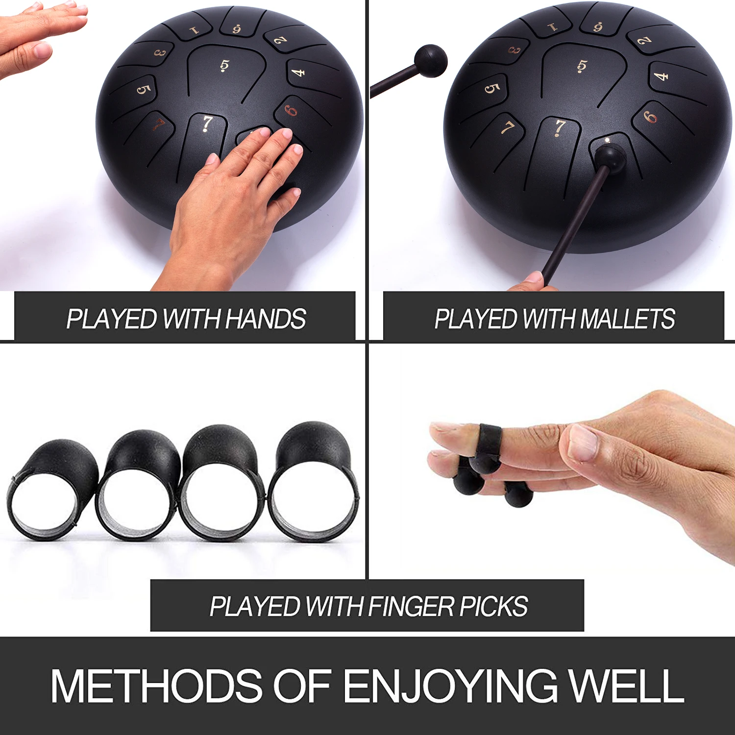 
Steel Tongue Drum Tank Drum Panda Drum 10 inch 11 notes 