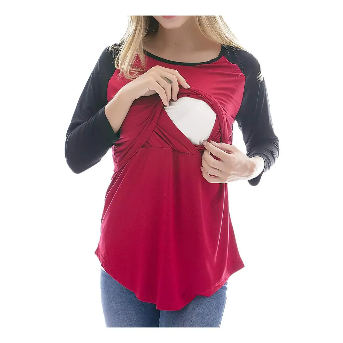 Топы с принтом для кормления, топы для кормления, топы для кормящих матерей, женская рубашка для грудного вскармливания с рукавом 3/4