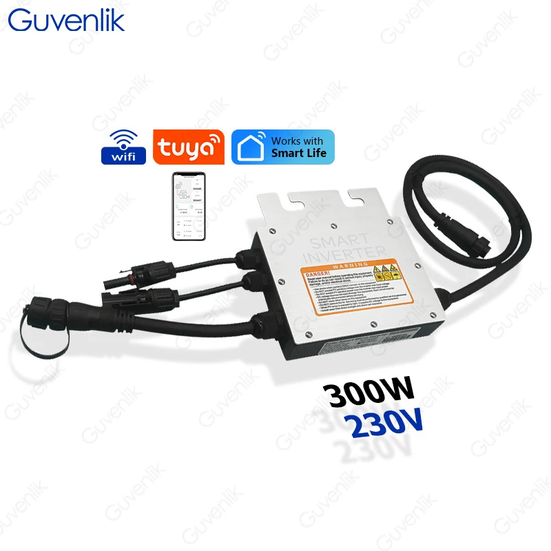 Guvenlik auto setting IP65 Grid Tie Solar Inverter DC to AC 230VAC Microinverte 300W Tuya wifi app