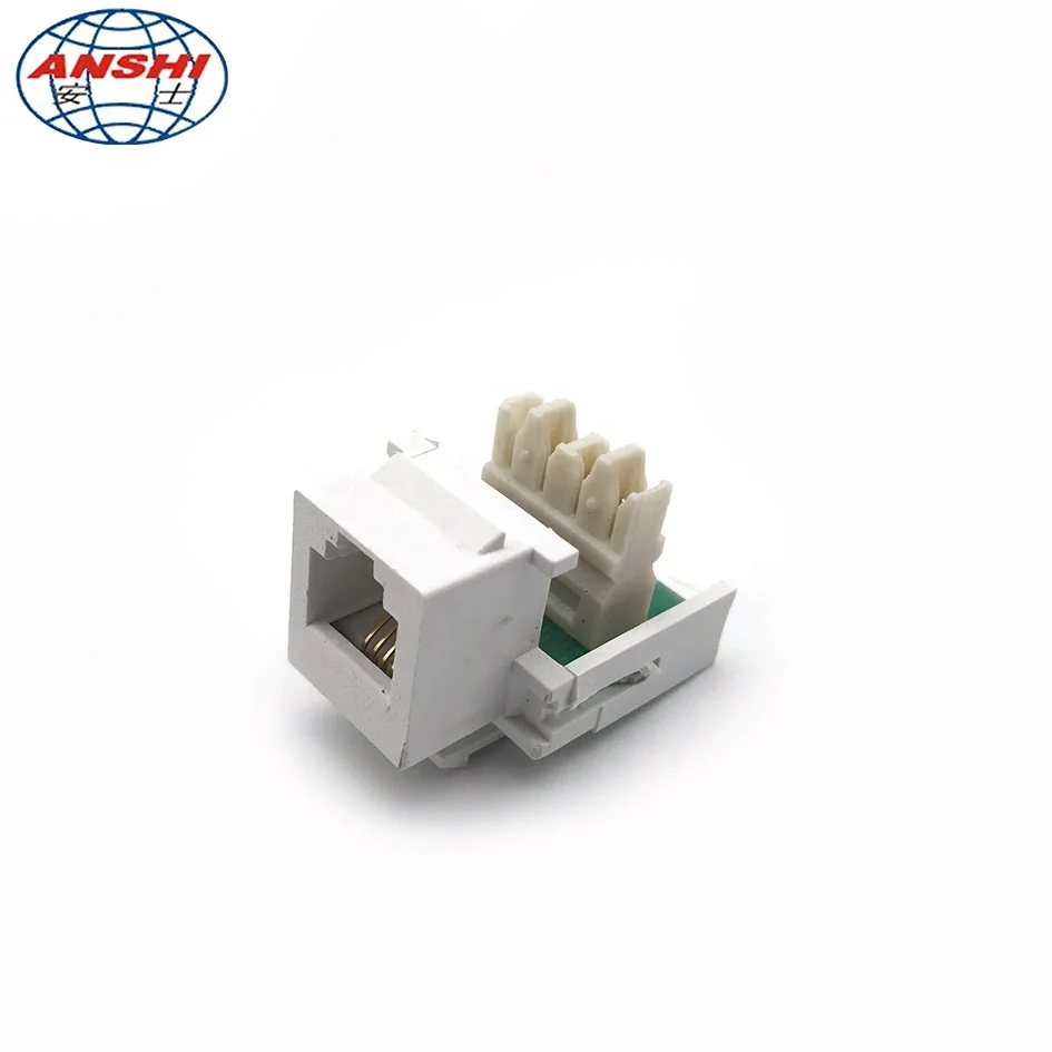 ANSHI RJ11 Cat3 6P4C 90 degree 110 IDC Telephone Keystone Jack