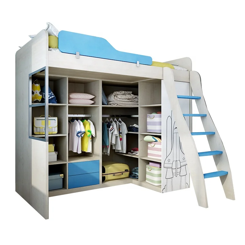 Suofeiya Children's Bedroom Furniture Children's Wardrobe Formaldehyde Free Bed with Ladder