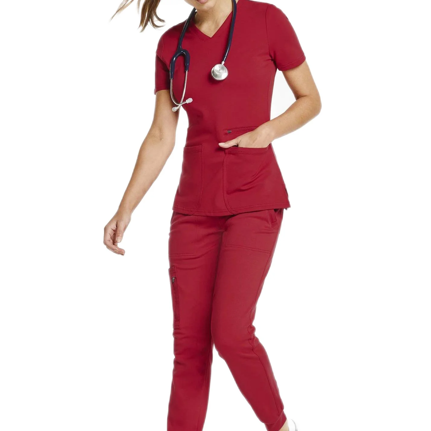 Customized Design Scrubs Set Suit Clinical Medical Hospital Uniforms Nursing Scrubs Solid Color Uniform Scrubs