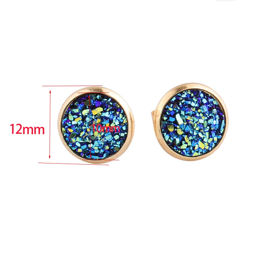 daern 10mm Full Star earrings Stainless steel water plated real gold mineral crystal cluster Earrings sold on