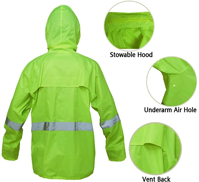 New arrival factory wholesale basic industry waterproof polyester PVC qualified reflective working rainsuit traje de lluvia