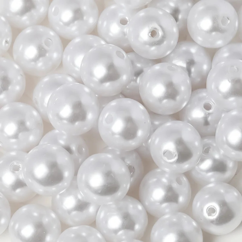 Factory Wholesale 1.5mm-20mm Solid Round ABS Plastic Pearl Beads White Imitation Pearl