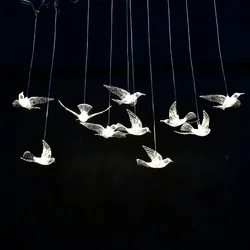 Party Supplies Wedding Stage Decoration Acrylic Bird LED Ceiling Light Event Decor Hanging Light