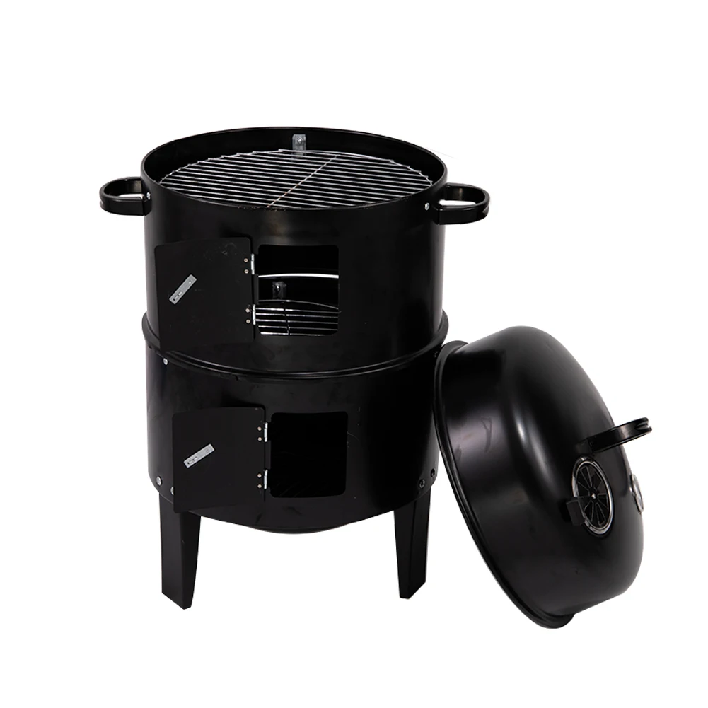 3-in-1 Smokeless Charcoal Vertical Barrel BBQ Grill Smoker 3-Tier Tower Design 14 Reviews