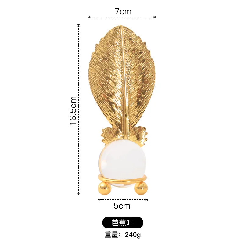 wrought iron golden leaf small luxury with transparent high quality crystal ball table ornaments for home accessories