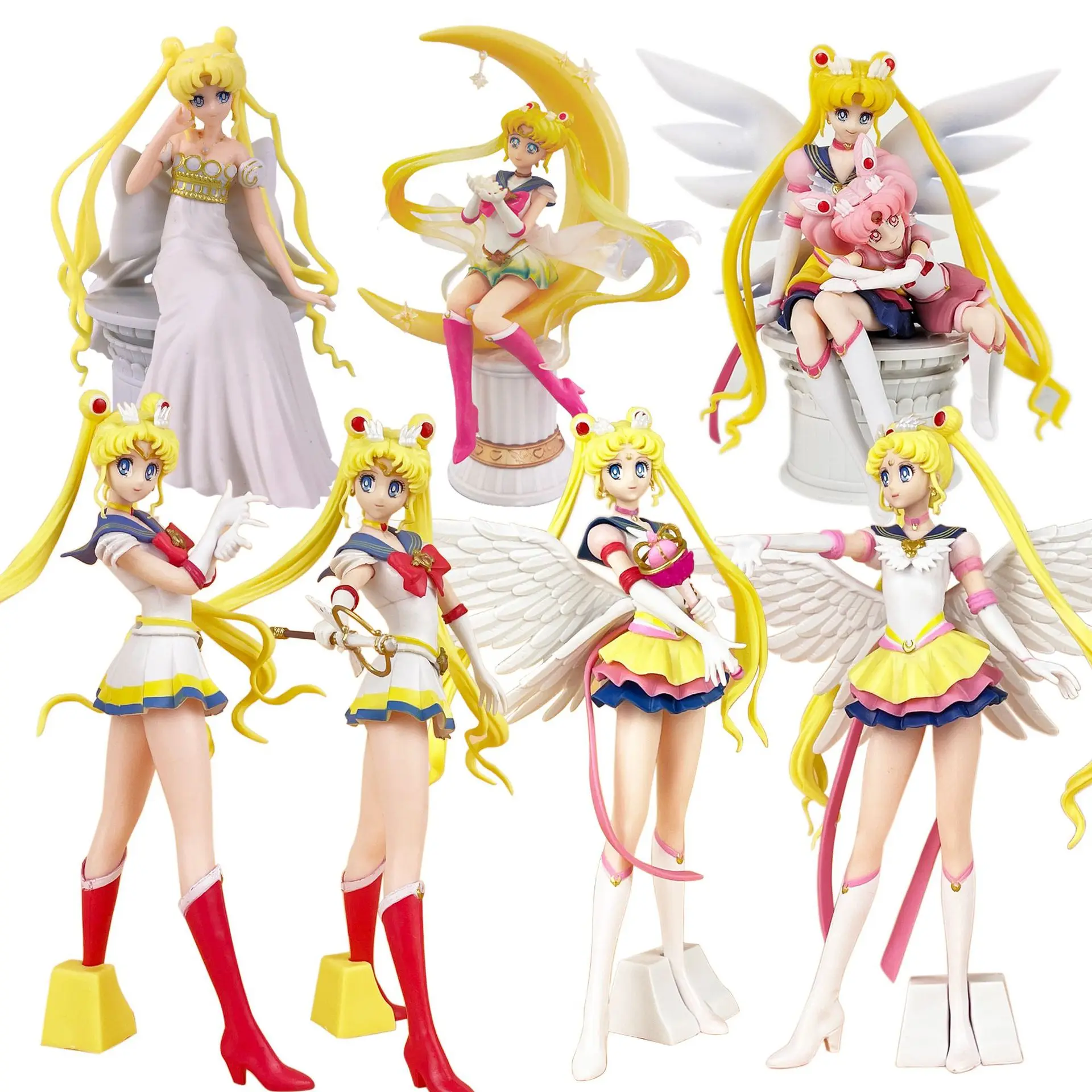 23CM Character Anime Sailor Moon Cake Decoration PVC Model Action Figure Dolls Toy for Birthday Girl Gifts