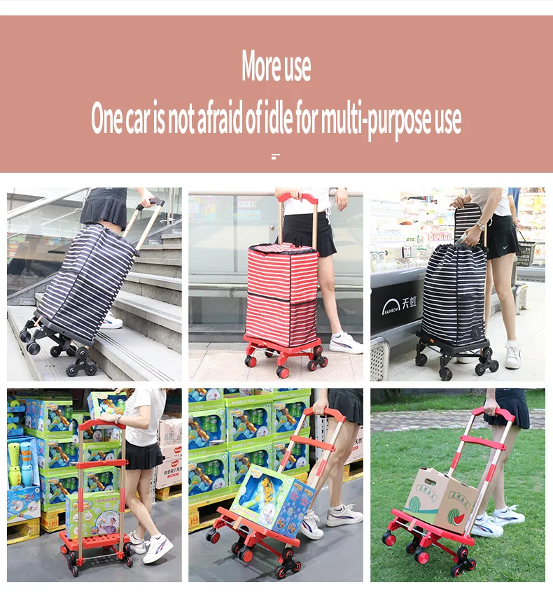 BAOYU Foldable Trolley Shop Shopping Folding Cart Heavy Duty Stair Climbing Trolley