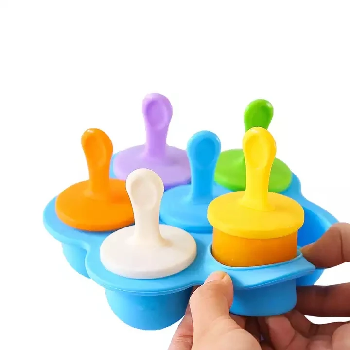New product Fashion DIY  Food Grade Silicone 7 Hole  Ice Pops Mold With Colorful Sticks
