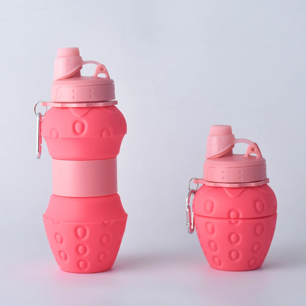 OUYADA Custom Food Grade Silicone Foldable Water Bottles Travel Gym Leakproof Collapsible Sports Silicone Water Bottle