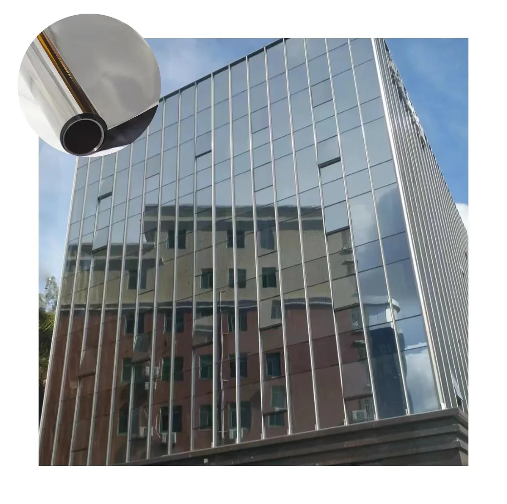 Silver mirror reflective building window film one way daytime mirror solar window film glass foil