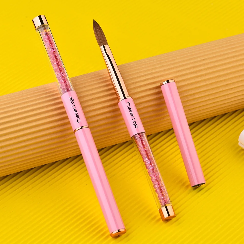 Professional Wholesale Kolinsky Sable Acrylic Brush Pink Custom Handle Acrylic Brush Manicure Acrylic Powder Brushes Extension