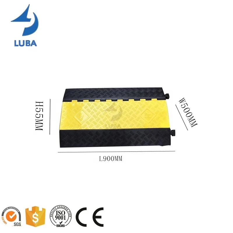 900*500*55mm Wholesale Custom OEM Yellow Black Speed Bump Car Cover 4 Channel Cable Protector
