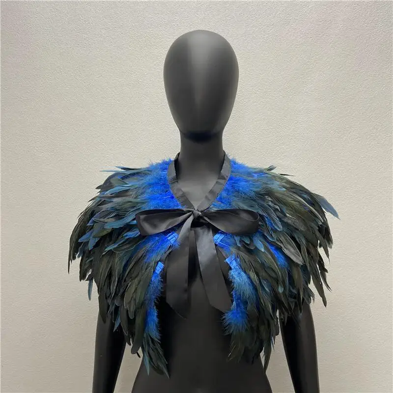 Halloween Show Dance Shawl Feather Collar Neck Ornament Gothic Feather Cape