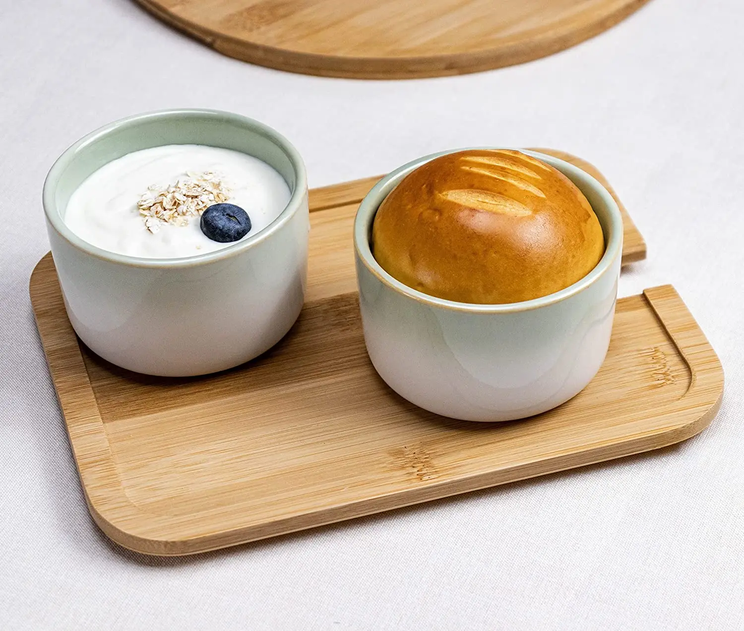 UNICASA 8 oz Creme Brulee Ramekins Ceramic Ice Cream Bowl With Dessert Spoon and Fruit