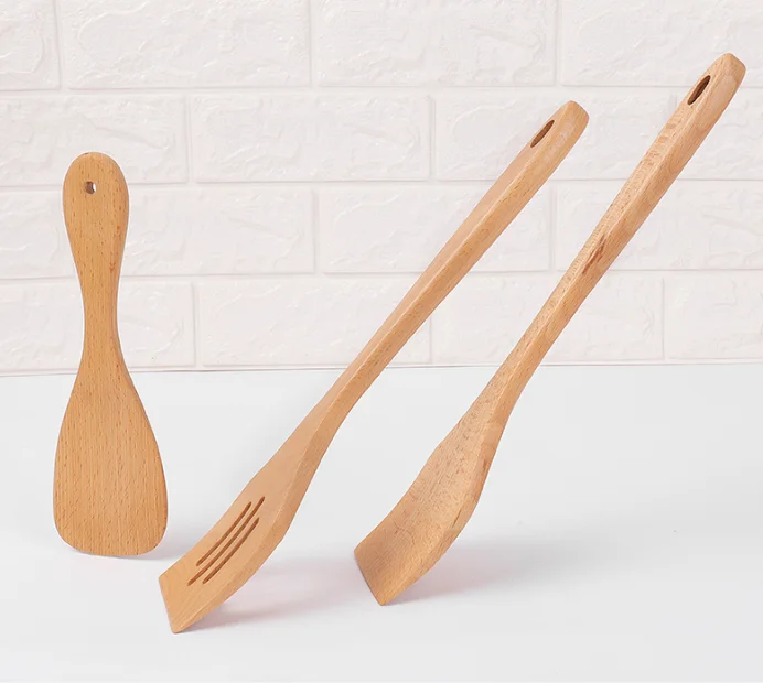 wooden Kitchen Utensils Cocina Bamboo Spatula Spoon ladle Set utensils turner De Cocina With Logo